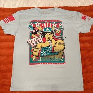 Light Blue Graphic Tee with Patriotic Uncle Sam Design